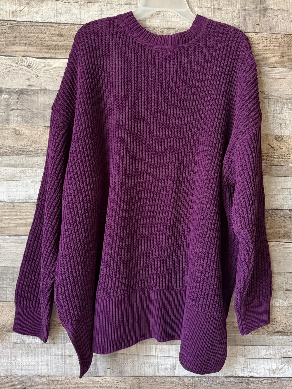 Dip Purple Chunky Ribbed Knit Oversized Hi-Low Sweater 2X NWT - Picture 5 of 16